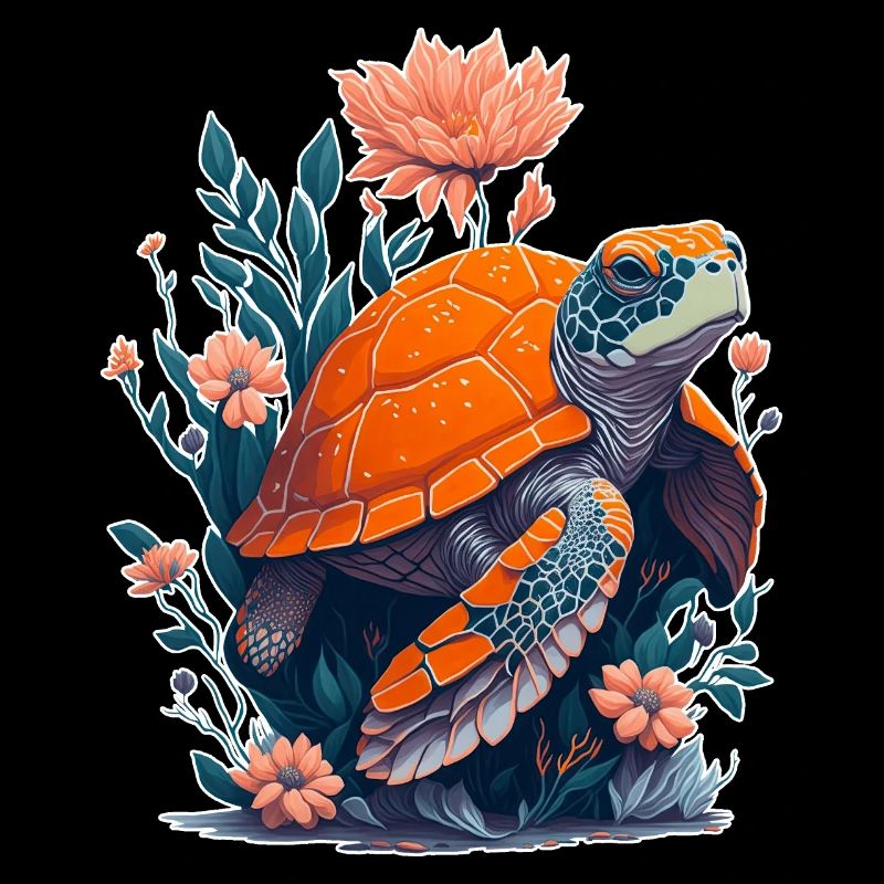 Turtle Flowers Motif