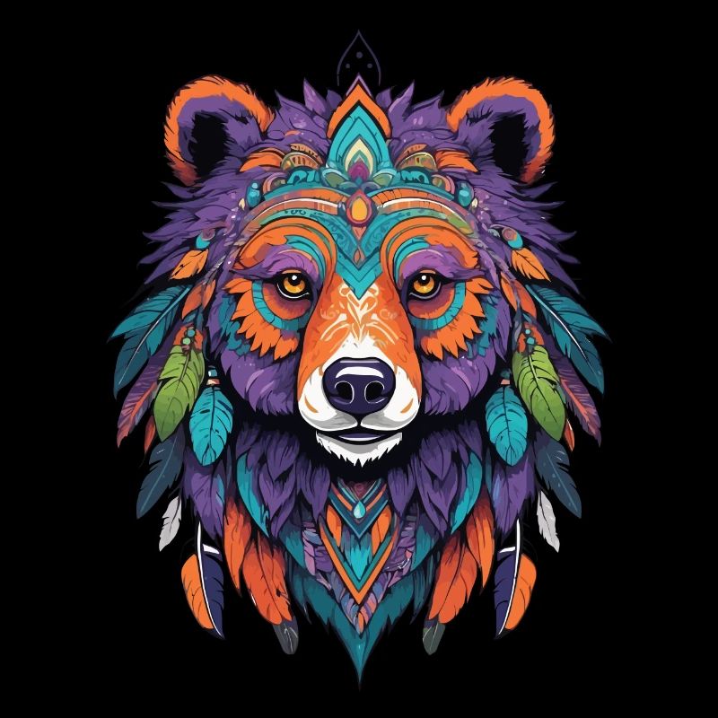Spirit Bear Mandala Feathers Esoteric Design