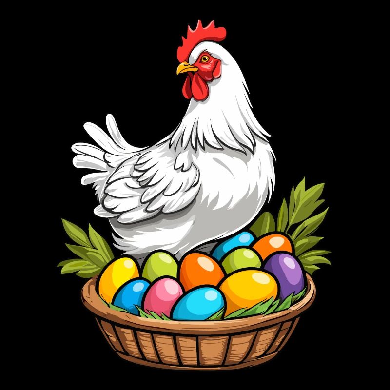 Easter Chicken Colorful Cute Funny Easter Eggs Nest