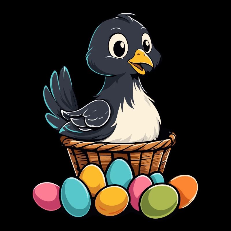Easter Chicken Colorful Cute Funny Easter Eggs Nest