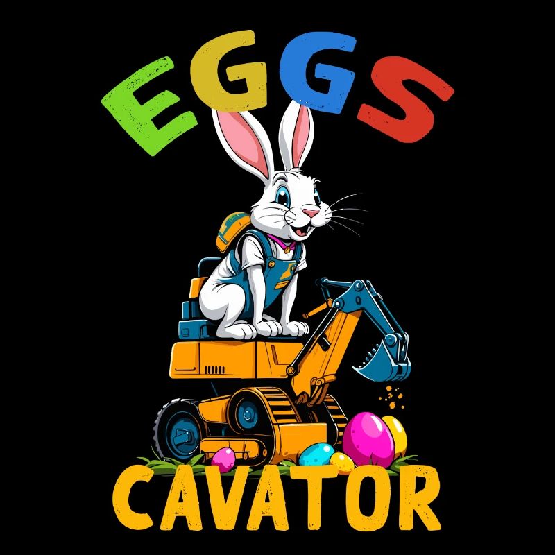 Funny Easter Saying Easter Bunny Excavator Driver