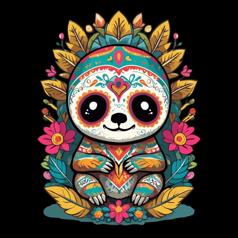 Sloth Iconic Sugar Skull Mexico