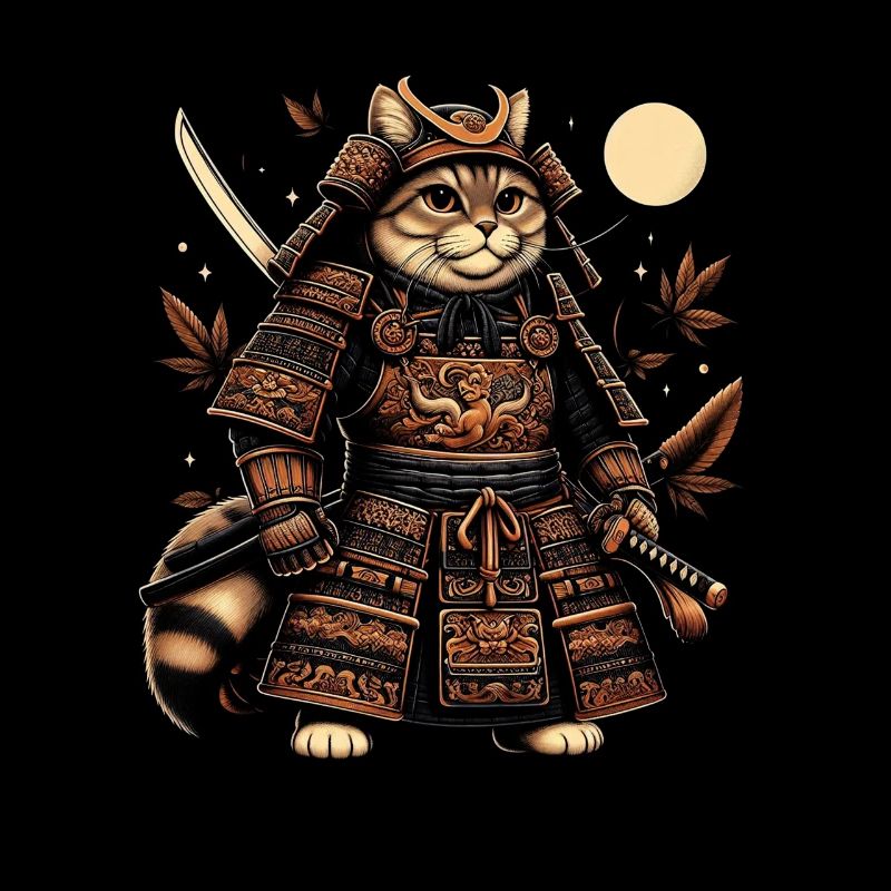 Japonais Samouraï Cat Warrior Retro Ninja