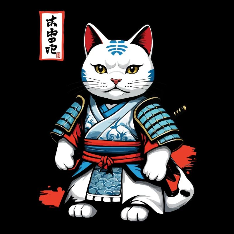 Samurai Katze in Japanischem Samurai Kunstwerk