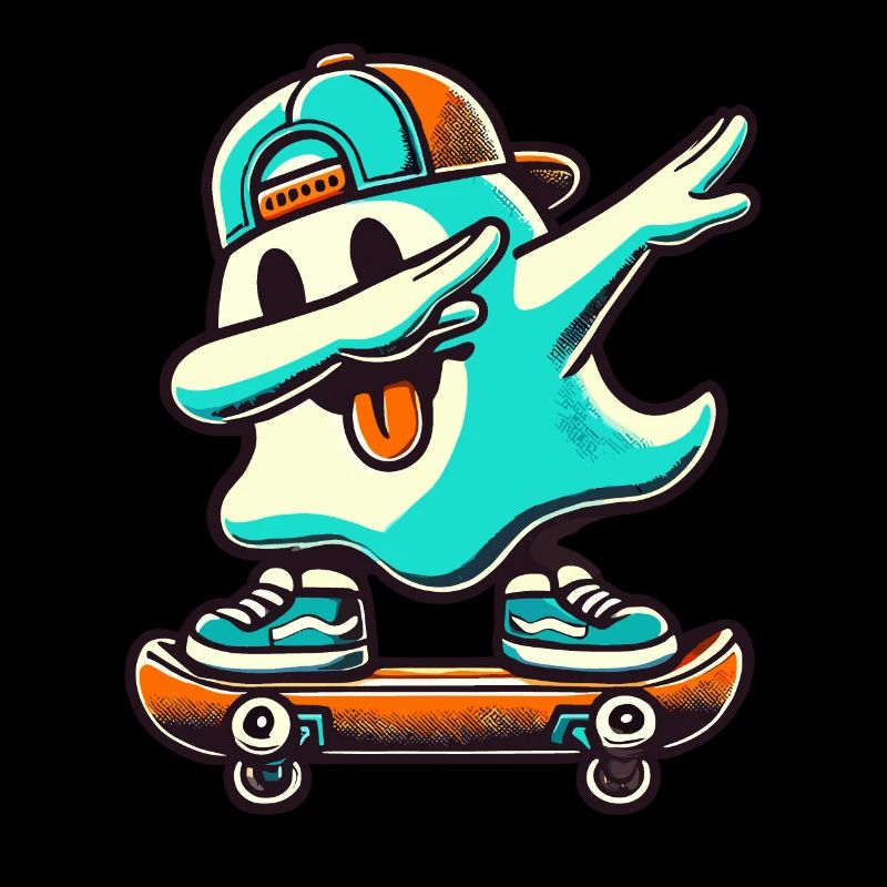 Skateboaring Dabbing Ghost Skateboard Dab