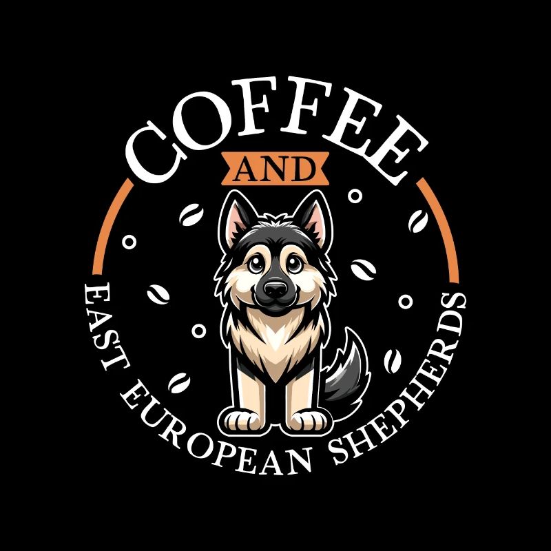 Coffee and Eastern European Shepherd Dog