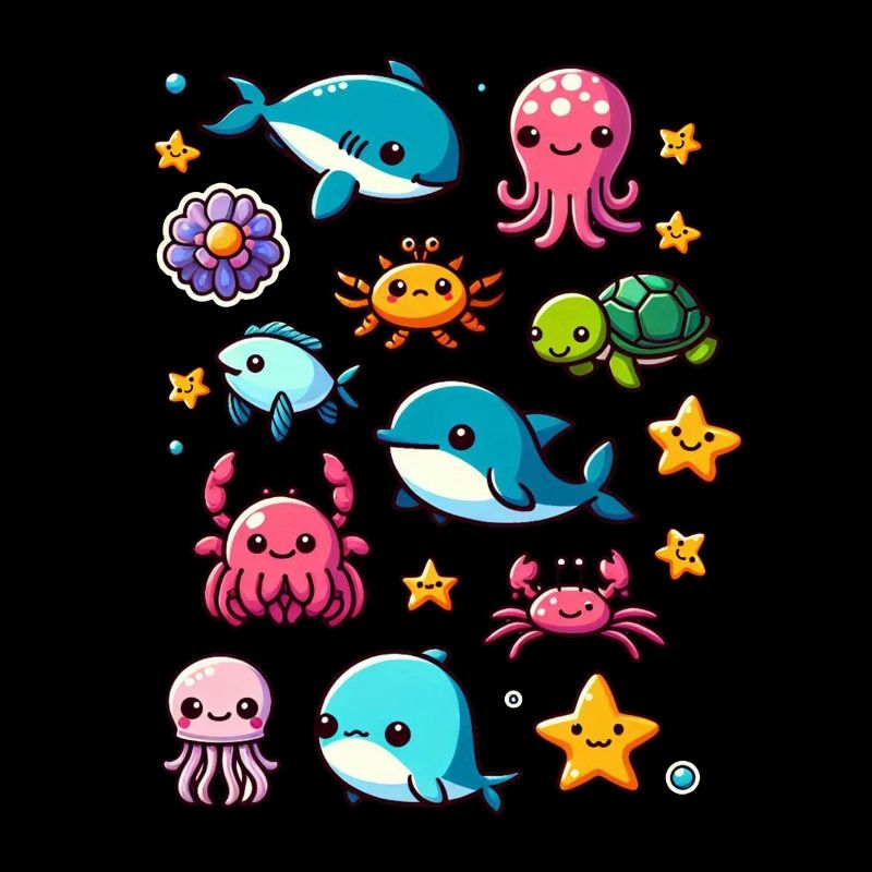 Créatures marines colorées pour les enfants Créatures marines