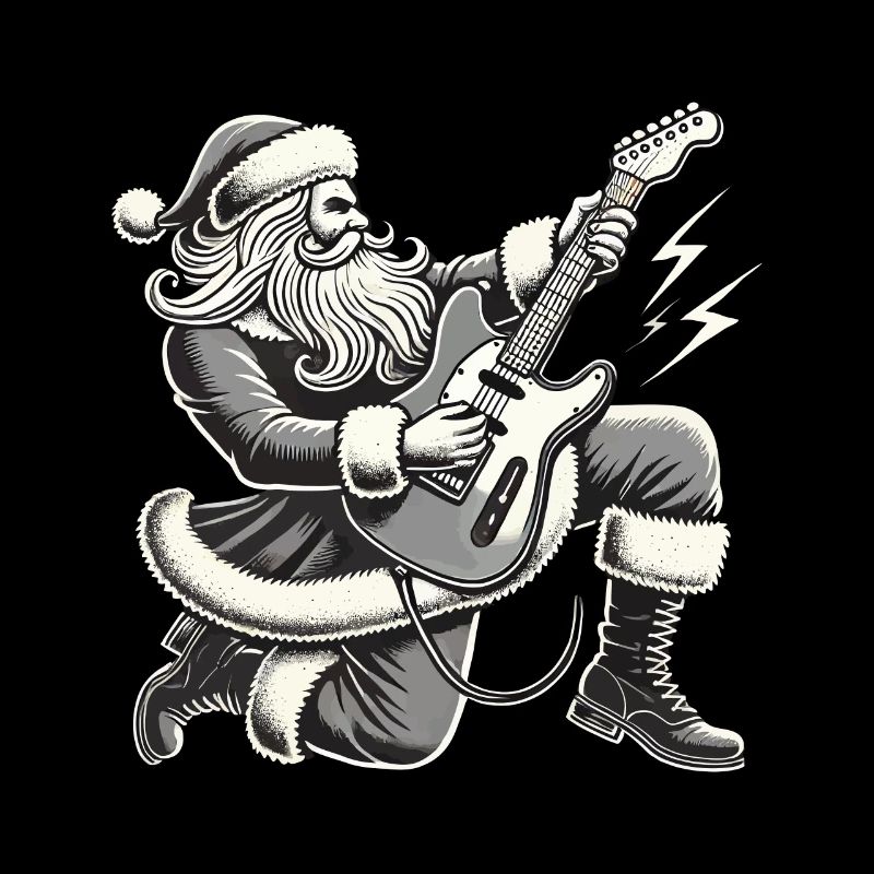 Rockender Weihnachtsmann Mit Gitarre