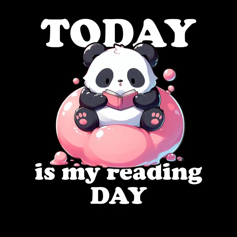Panda with book Today is my reading day Saying