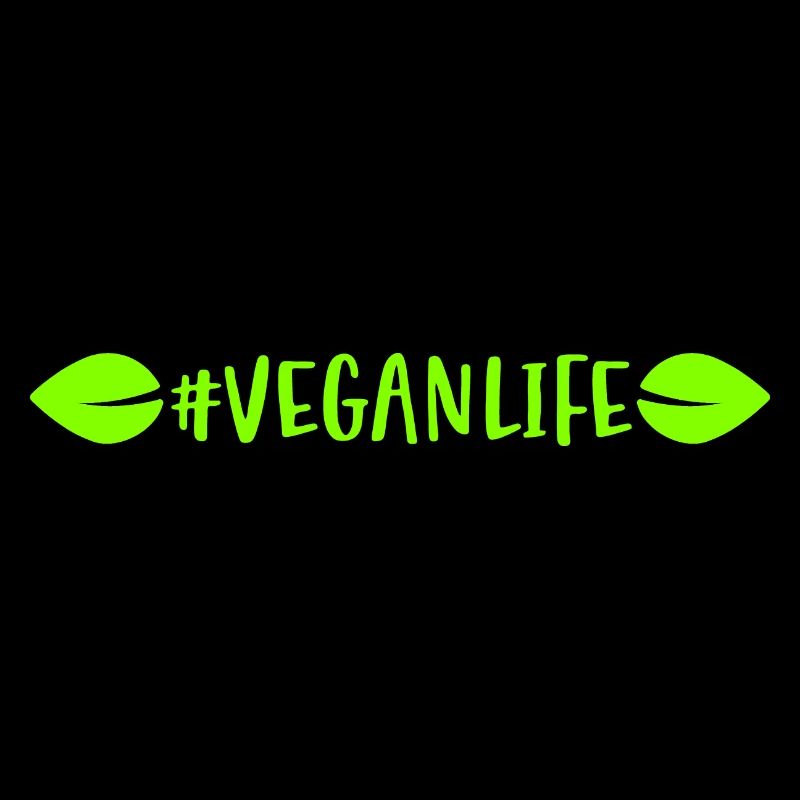 Hashtag Veganlife mit Blätter ein veganes Leben