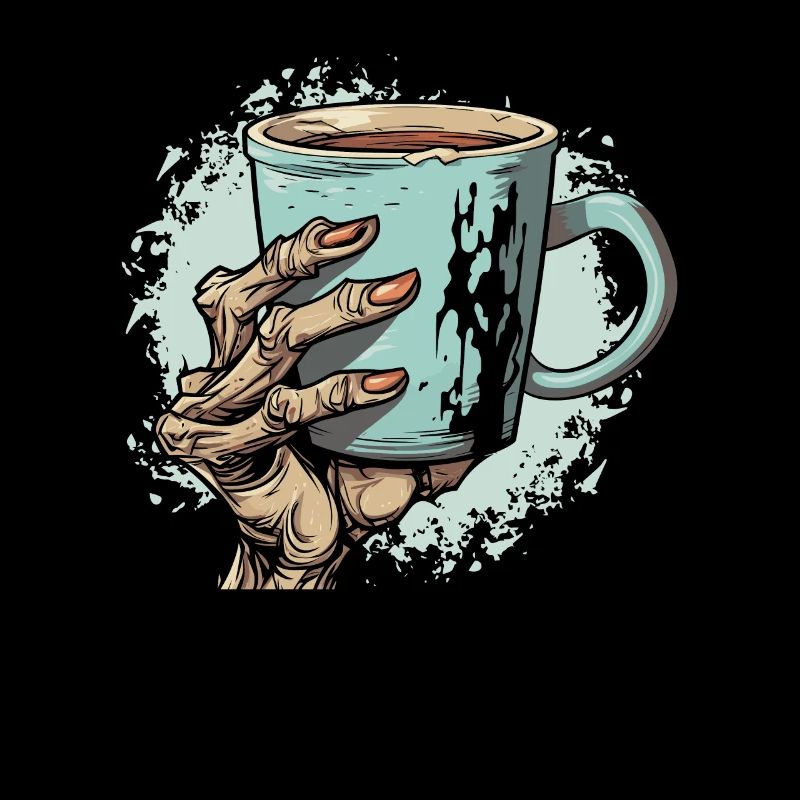 Coffee Cafe Halloween Zombie Hand