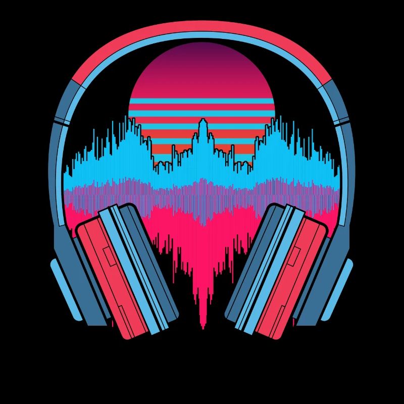 Musik Geschenk Kopfhörer 90er Synthwave Soundwave