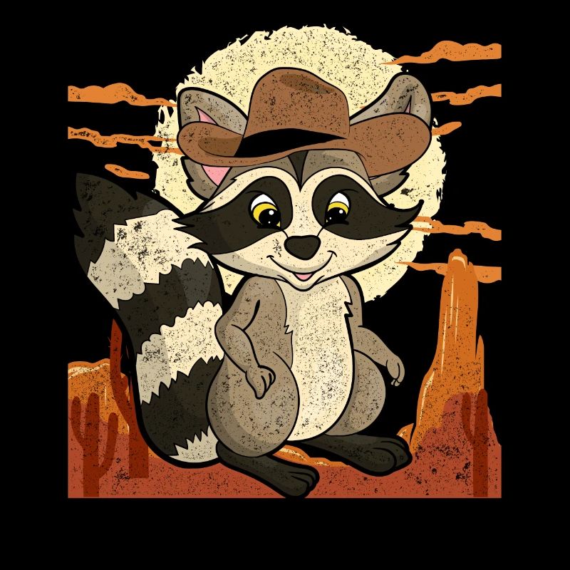 Cowboy Tiermotiv Geschenk Waschbär