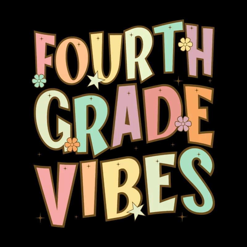 Fourth Grade Vibes - 4th Grade Team Retro 1st Day