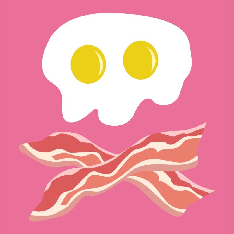 Bacon Skull, Skull Halloween Bacon Fried Egg