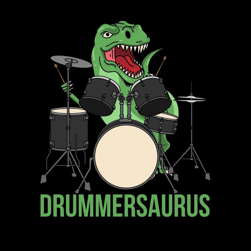 Schlagzeug Drummer T-Rex Dinosaurier Drums Sticks
