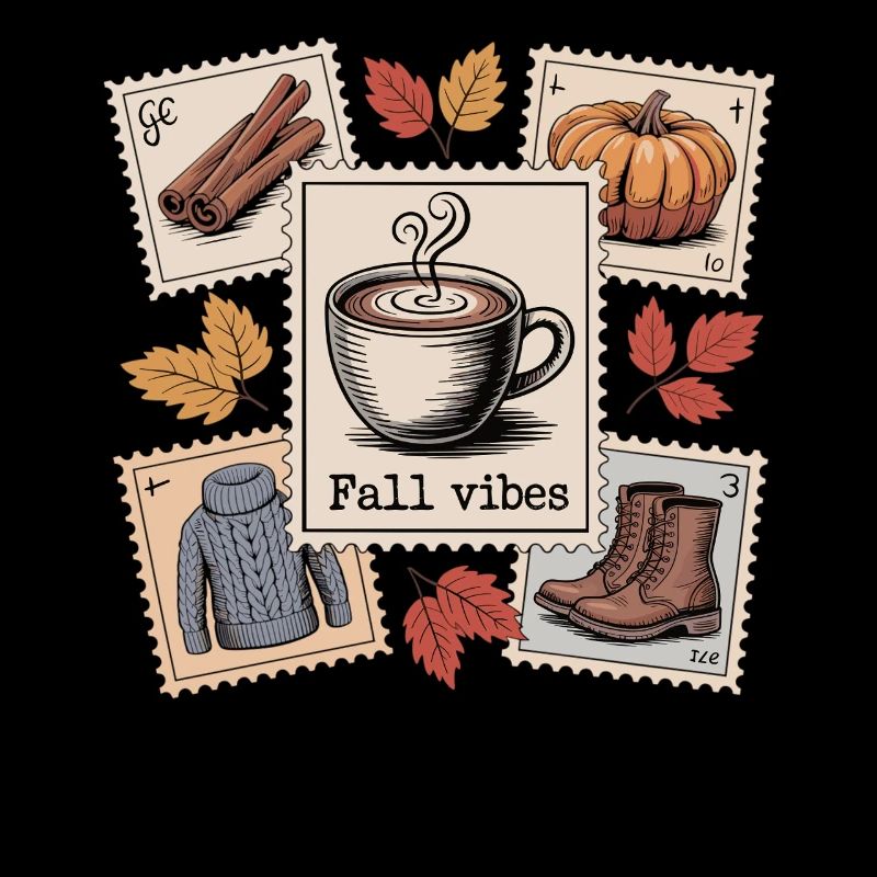 Autumn Love Design with Cinnamon, Pumpkin & Coffee