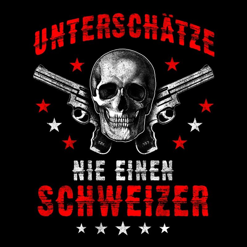 Schweizer lustiger Spruch Totenkopf Geschenk