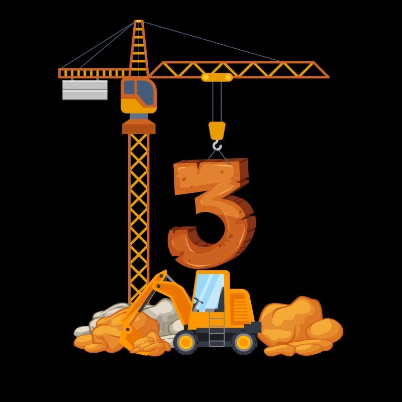 Bagger Geburtstagsgeschenk 3 Jahre Baustelle
