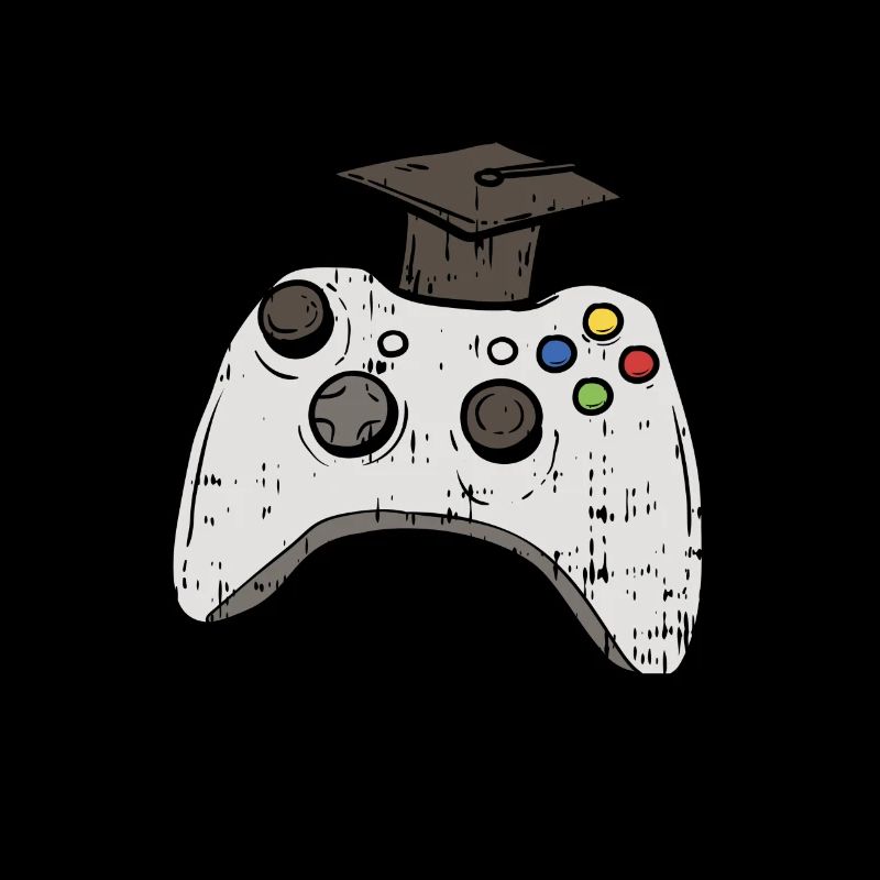 Zocker Gamer Abschluss Hut Gamepad mit Doktorhut
