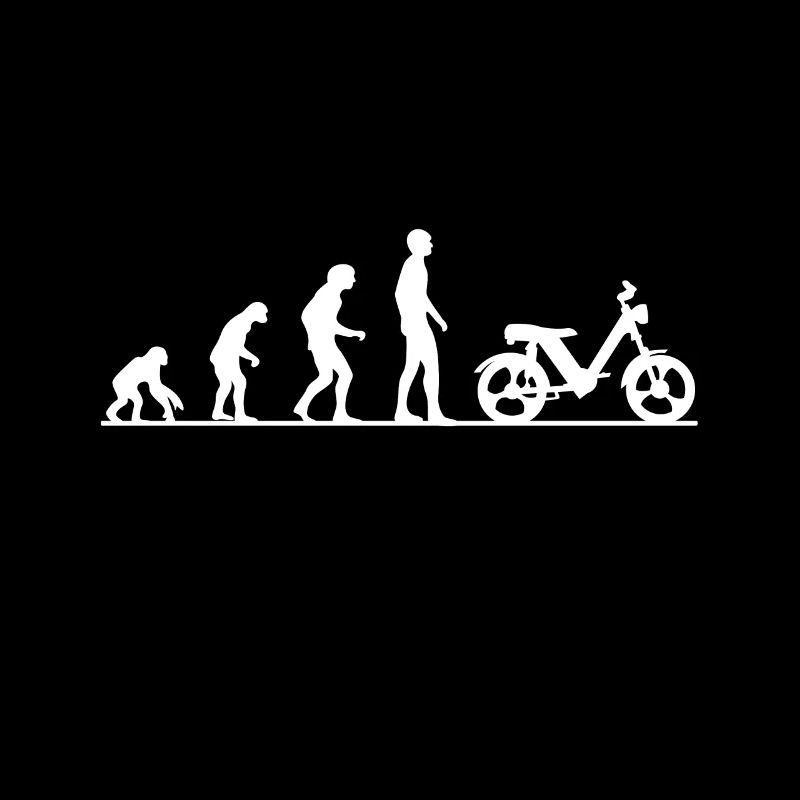 Evolution Affe Mensch Zweitaktfahrer Moped Töffli