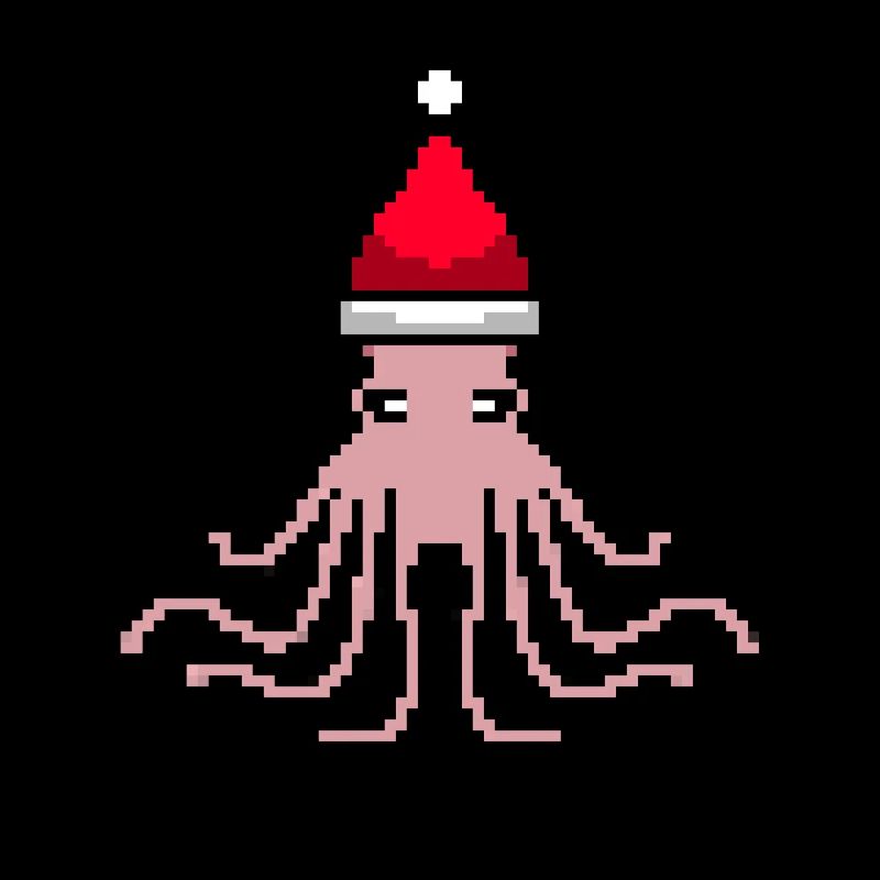 Octopus Pixélisé Noël - Drôle