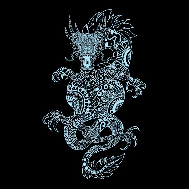 Mystischer chinesischer Drache in Hellblau