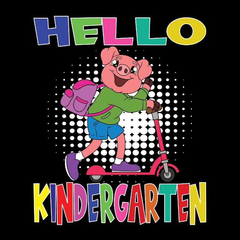 Hello Kindergarten Pig With Scooter