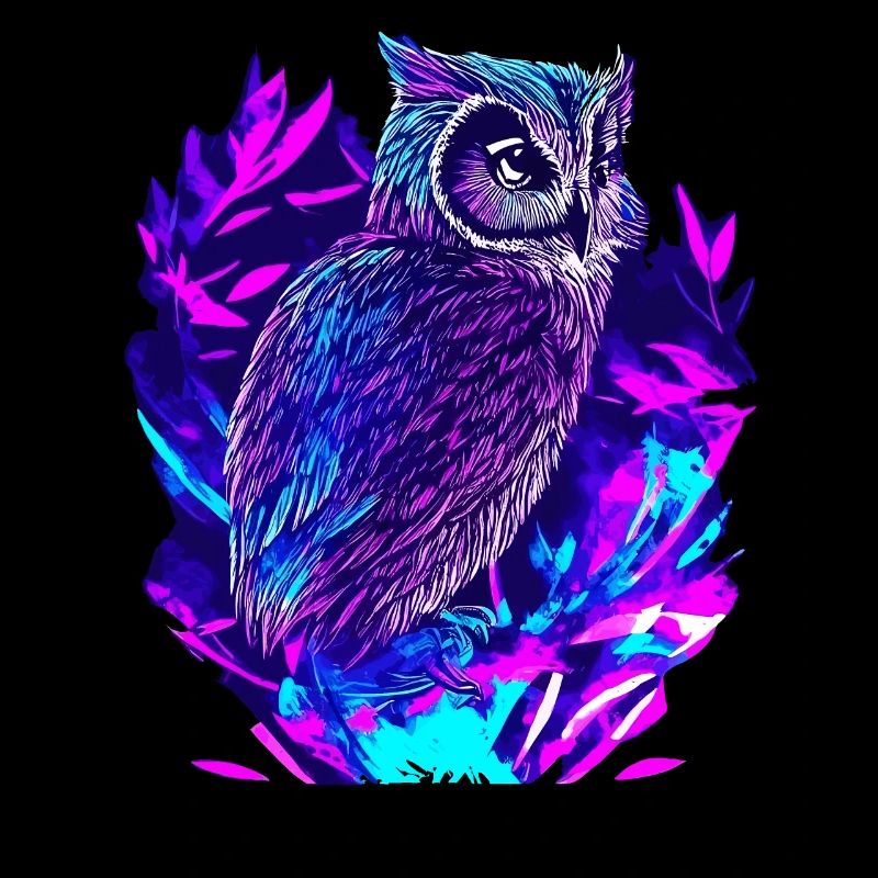 Neon Owl Psychedelic Owl Art