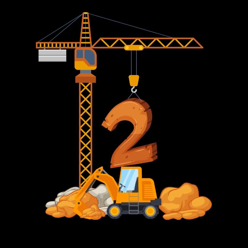 Bagger Geburtstagsgeschenk 2 Jahre Baustelle