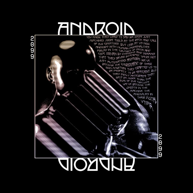 "Android" cyberpunk sci-fi graphic design