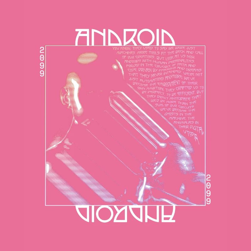 "Android" cyberpunk sci-fi graphic design