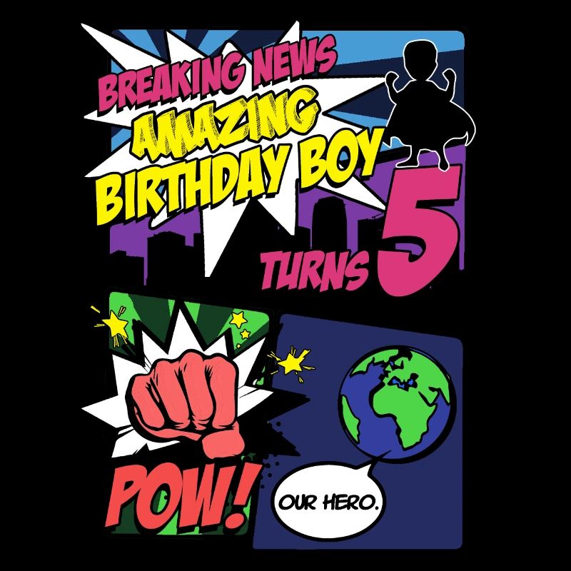 Superheld Geburtstagskind wird 5 Amazing Awesome