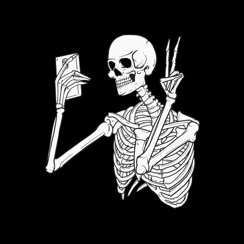 Skelett mit Handy