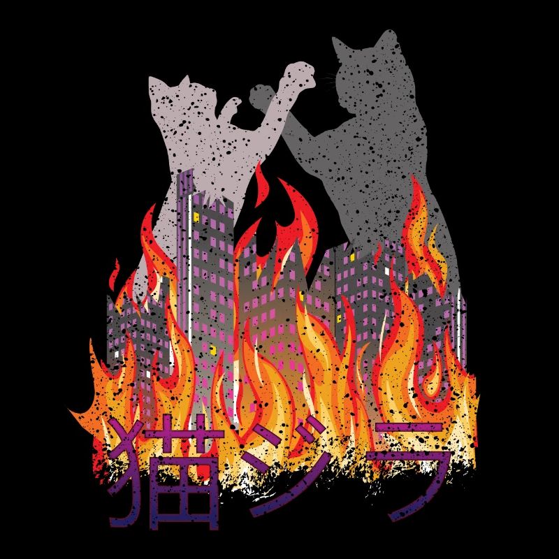 Cat Rétro Esthétique Drôle Catzilla
