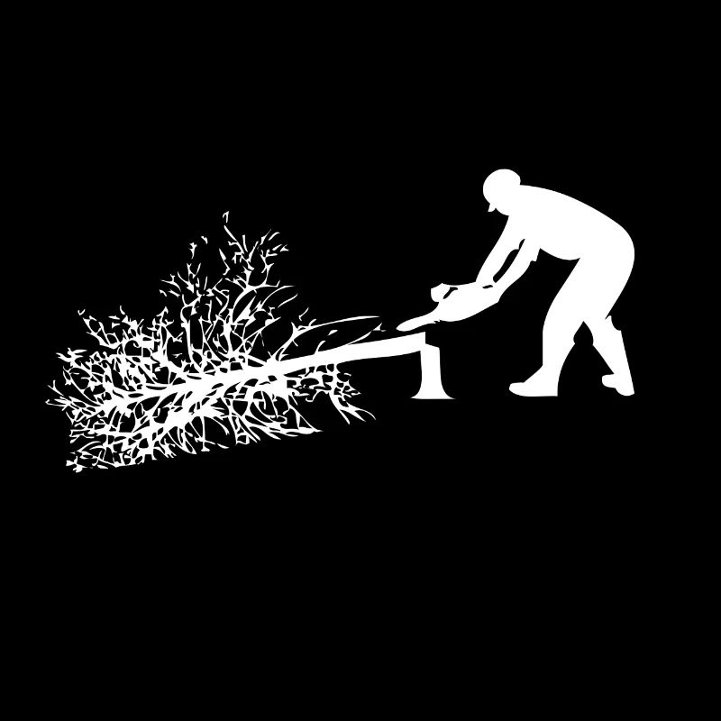 Ein Waldarbeiter fällt einen Baum