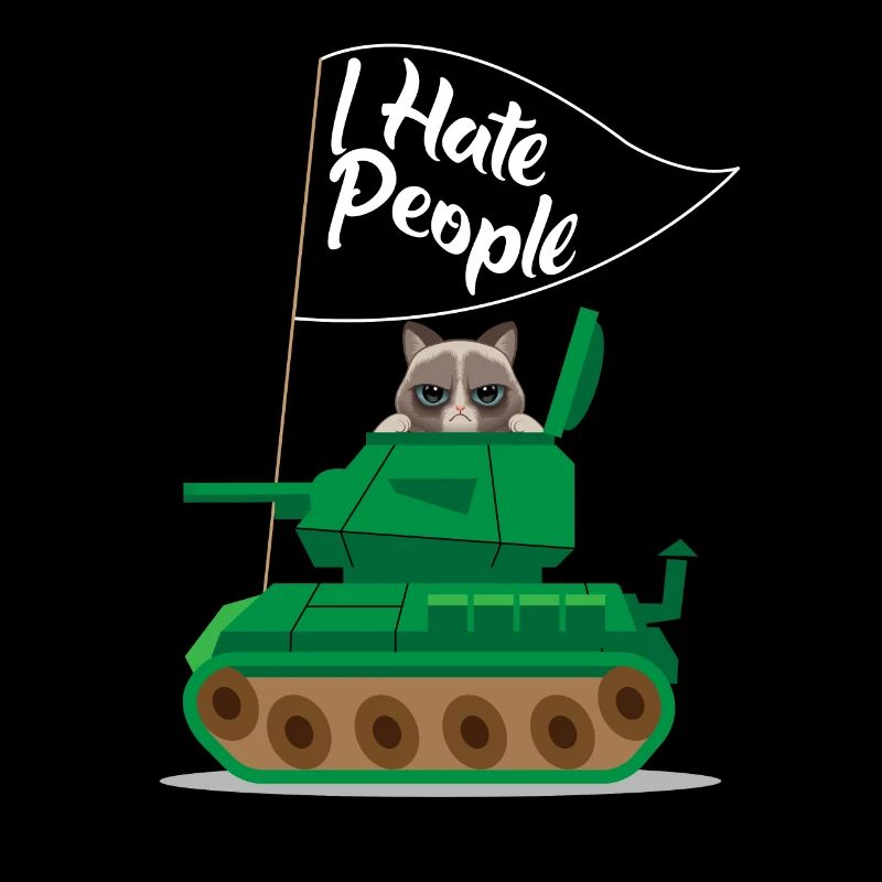 I Hate People Katze Panzer Lustig Ich Hasse Mensch