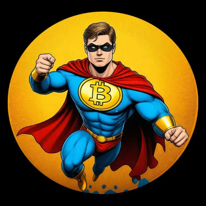 bitcoin superhero flying