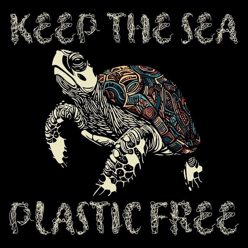 Keep The Sea Plastic Free Turtle Motif