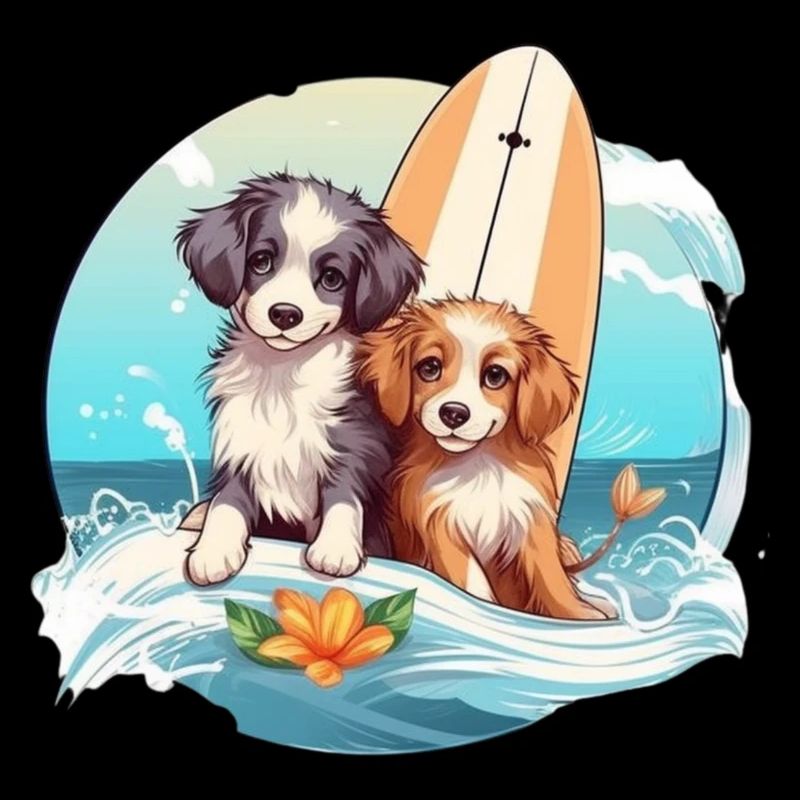 Deux chiens de surf