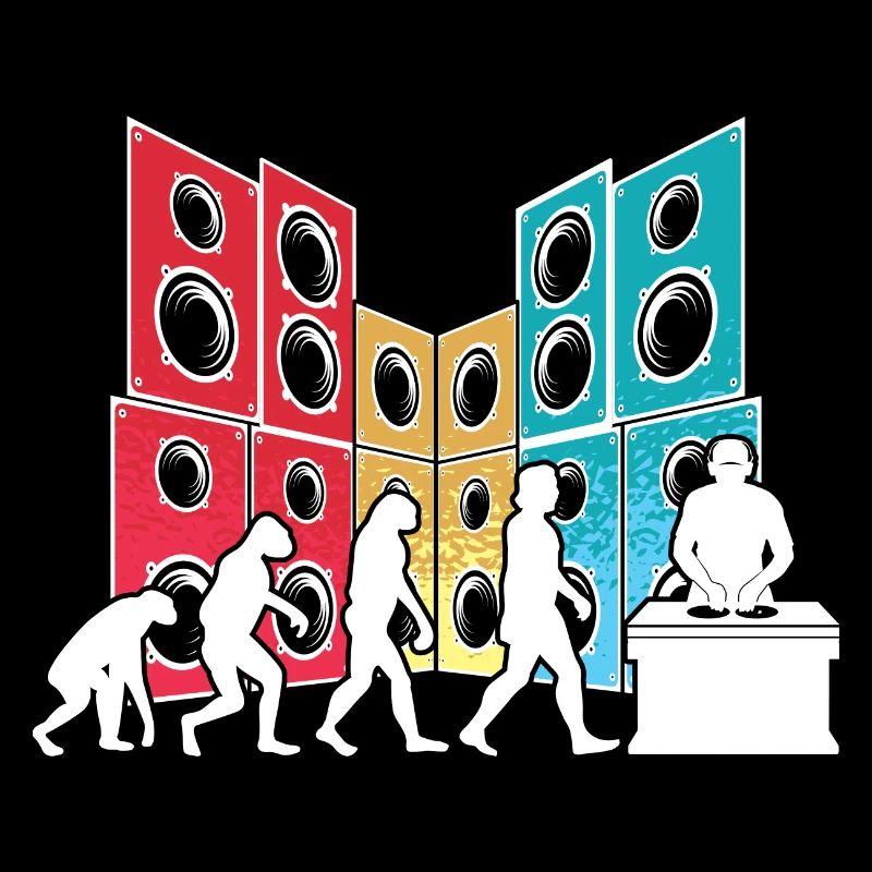 Evolution de l’homme DJ Techno Vinyle Rétro Vintage