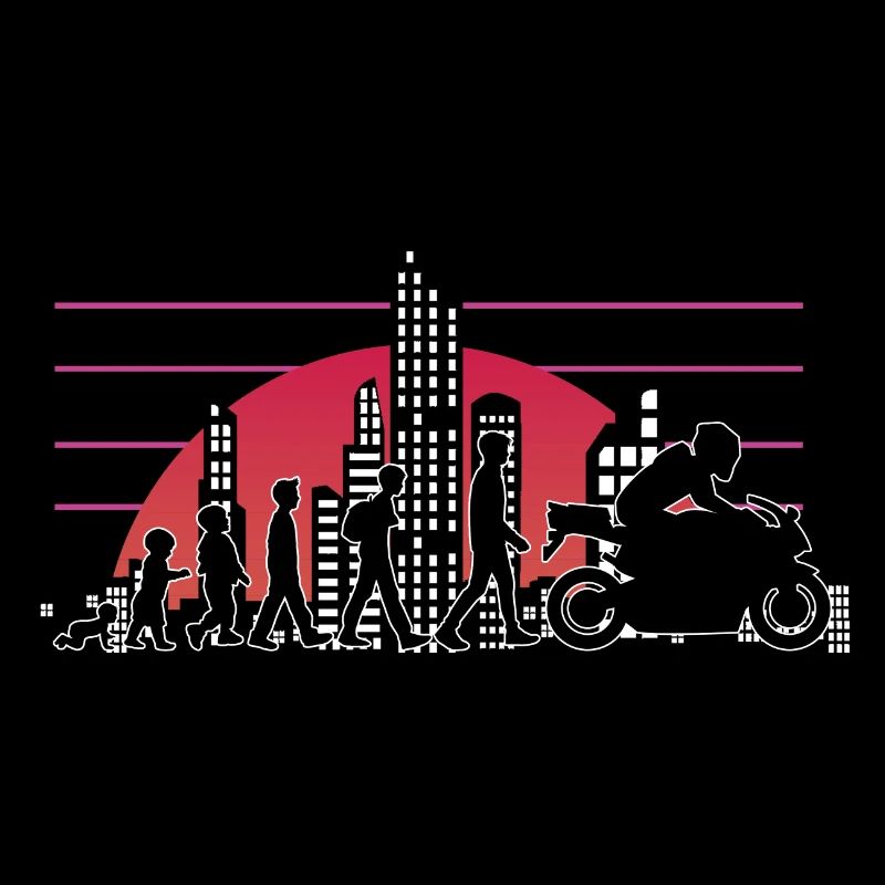 Motorrad Evolution Vintage 80s Retro Biker