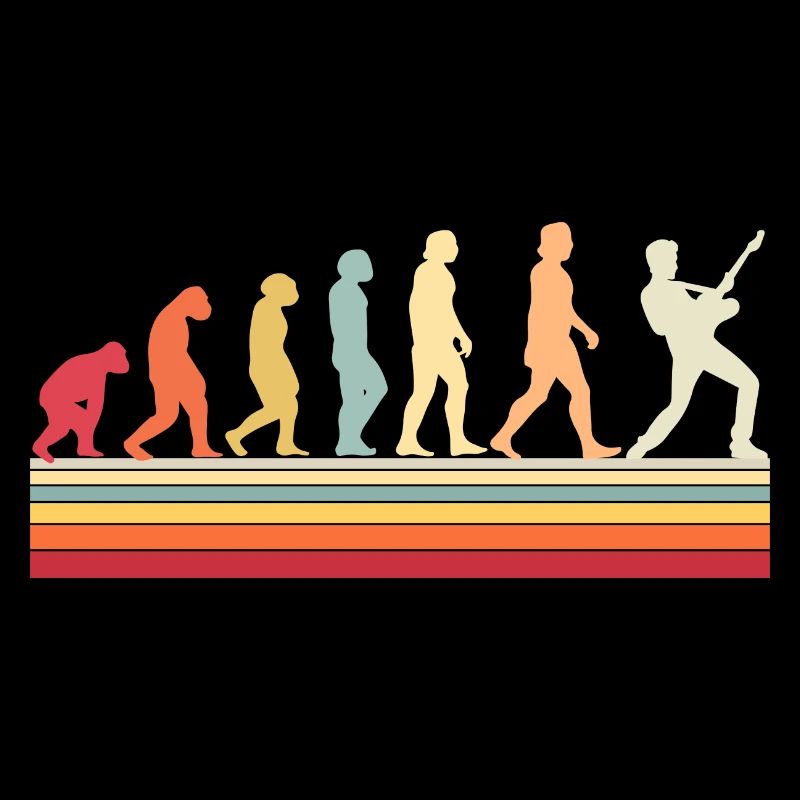 Human Evolution Guitar Band Retro Vintage