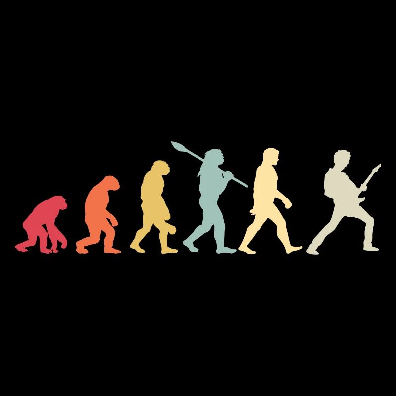 Human Evolution Guitar Band Retro Vintage