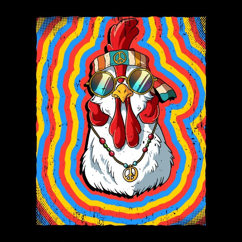 Hippie Poulet Psychédélique Trippy