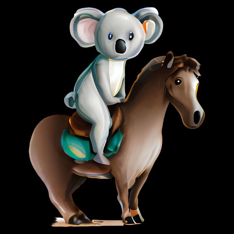 Koala auf einem Pferd