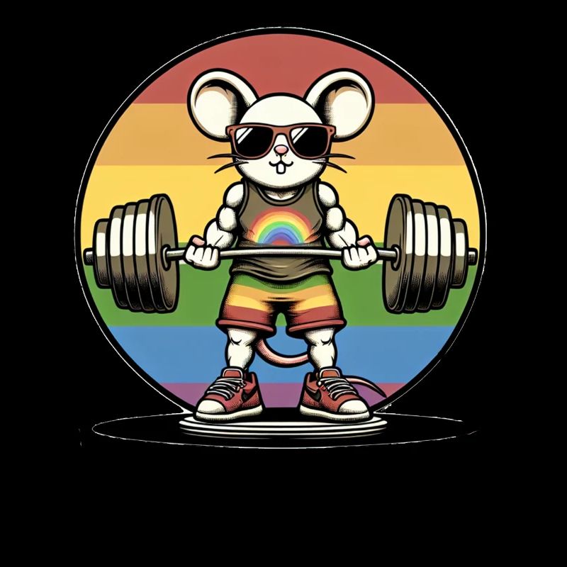 Cool Rainbow Mouse Lifting In The Gym
