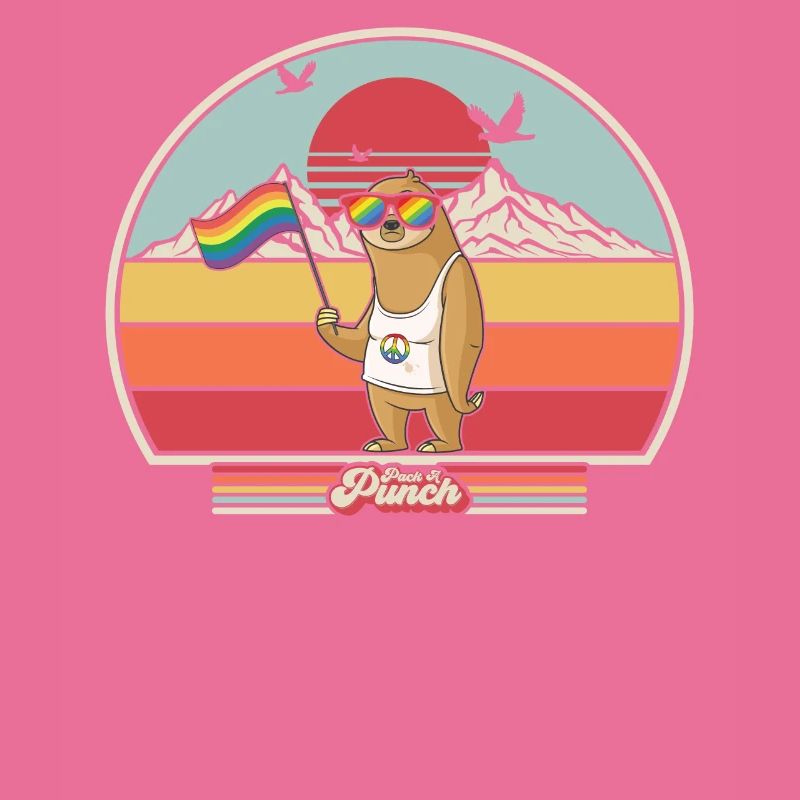 Impression LGBT Pride Sloth. Graphique de style rétro