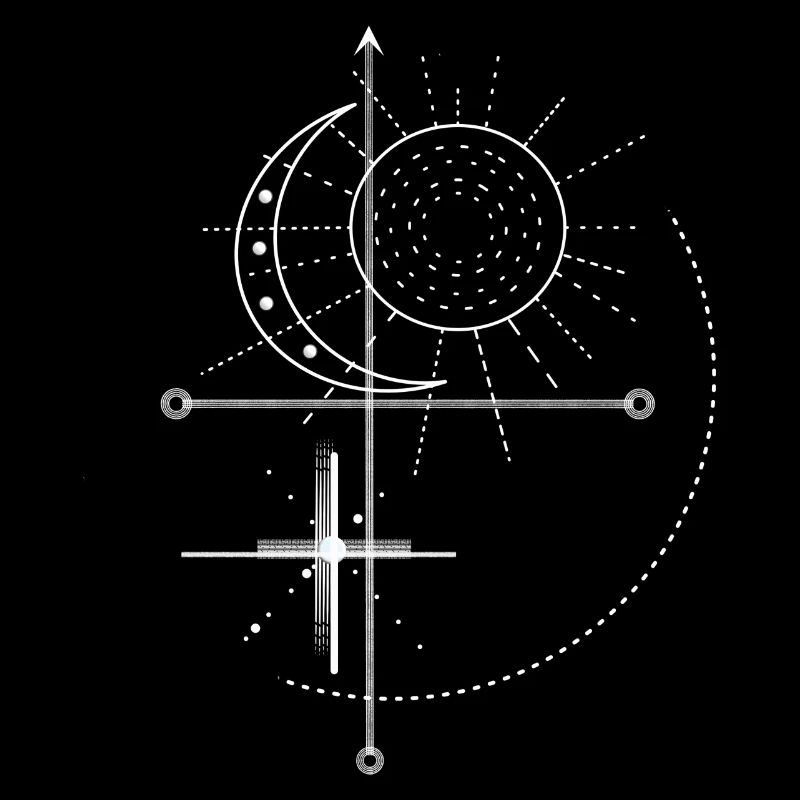 Sun Moon Stars White Black Dash Point