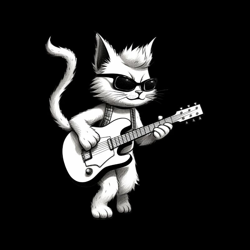 Cat joue de la guitare